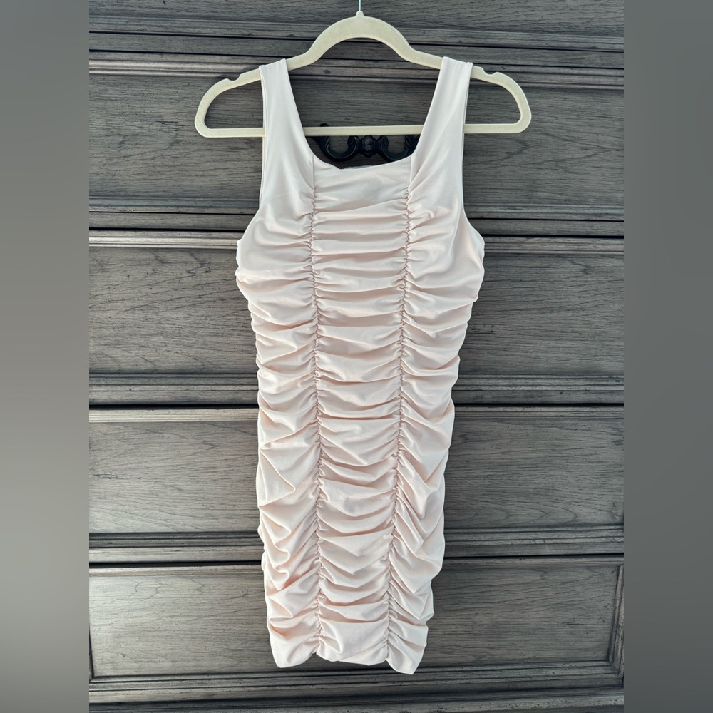 NEW H&M Cocktail Dress NWT Ruched Light Pink Sleeveless Small Mini Blush Peach … - Picture 6 of 11